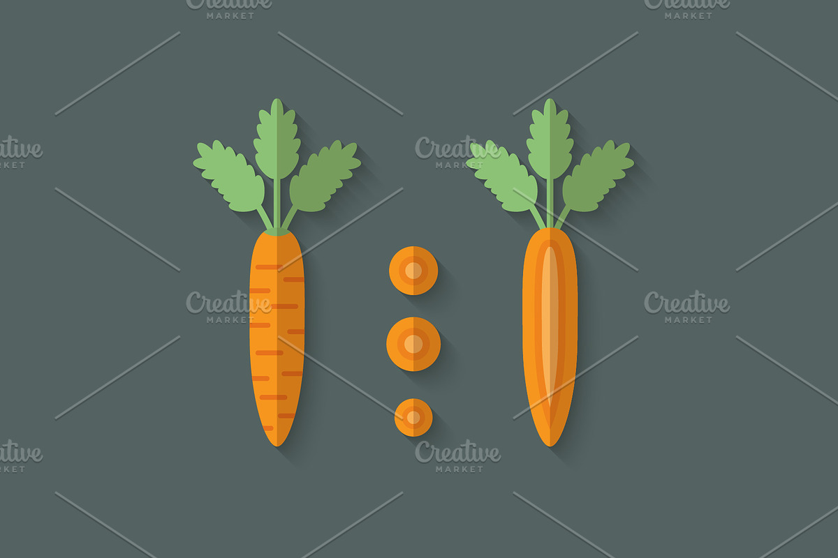 Flat Vegetables Set, an Illustration by Alex Serada (Photo 4 of 17)