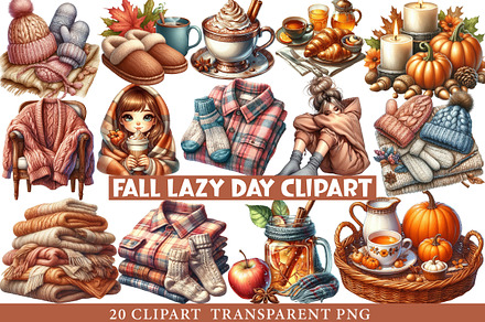 Watercolor Fall Lazy Day Clipart
