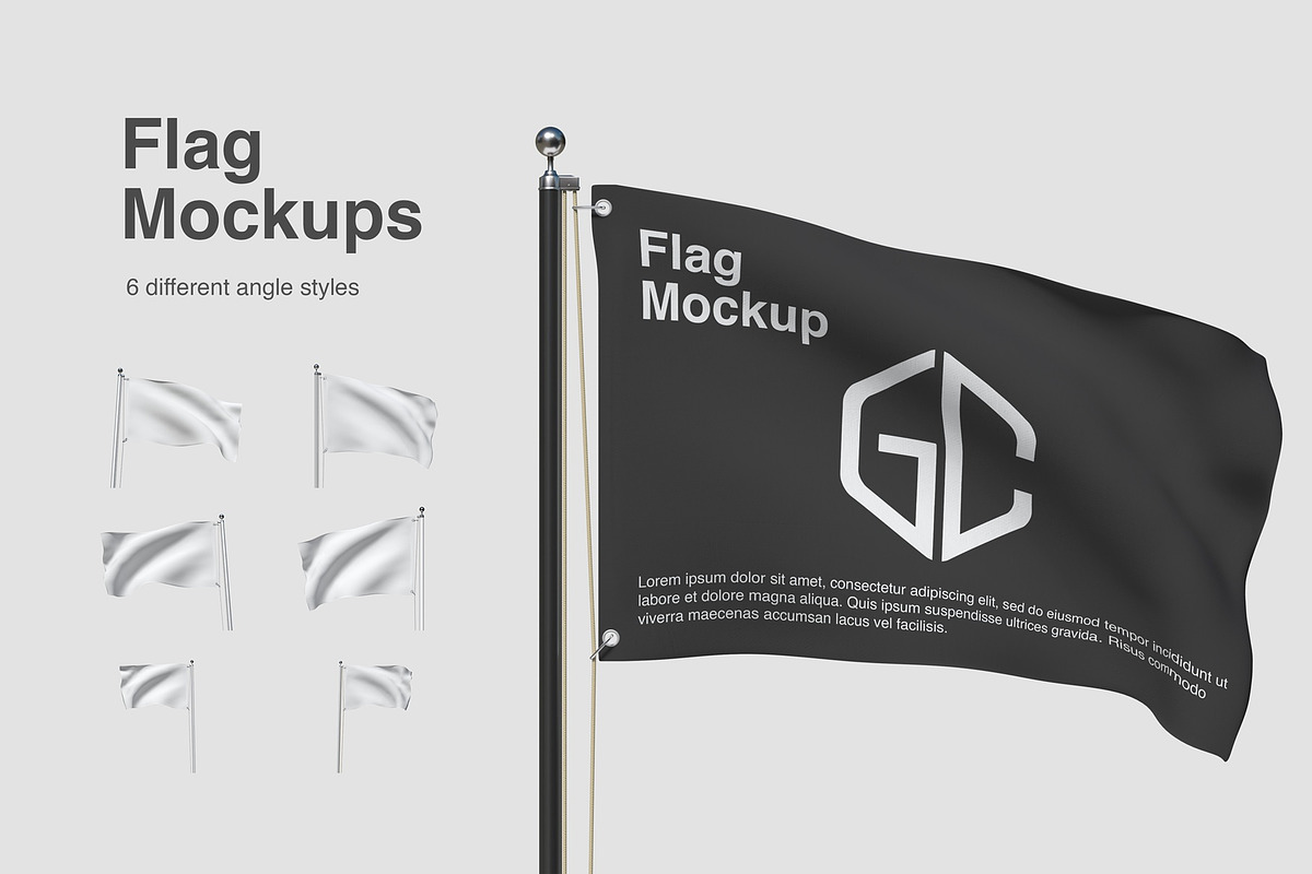 Flag Mockups, an Advertising Mockup by graphiccrew (Photo 1 of 12)
