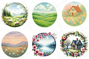 Watercolor Spring Landscapes Round C, an Illustration by DreamPrint404 (Thumbnail 4 of 6)