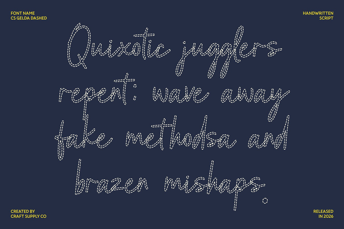 CS Gelda Dashed, a Script Font by Craft Supply Co. (Photo 4 of 8)