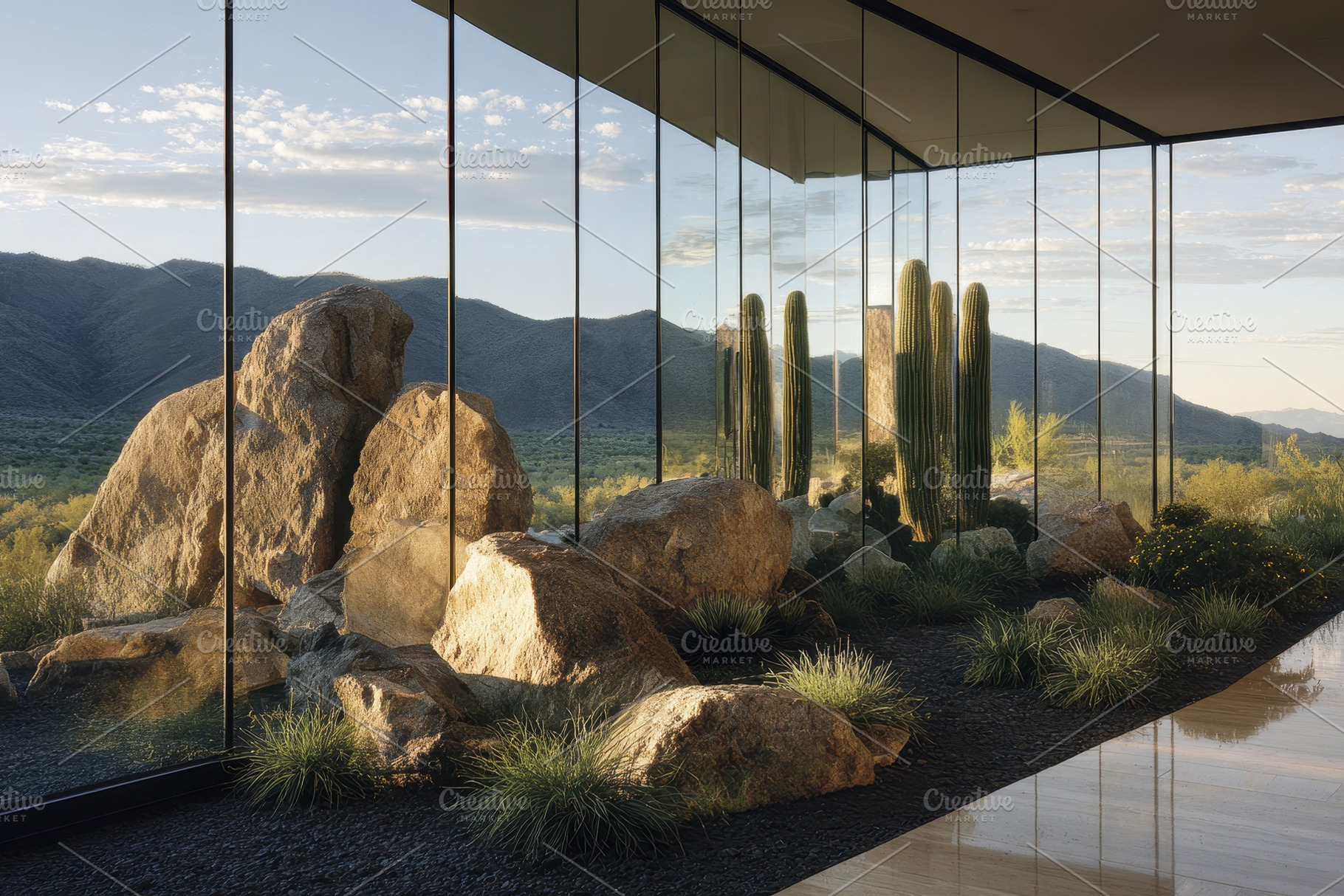 View of mountains and cacti, a Photo by Pavel_design