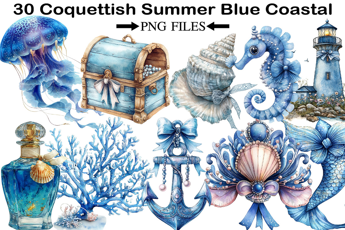 Coquettish Summer Blue Coastal Clipa, an Illustration by Black Bird Studio (Photo 1 of 5)