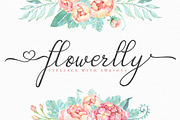 Flowerlly Typeface with Swashes, a Script Font by Rad Fonts (Thumbnail 1 of 3)