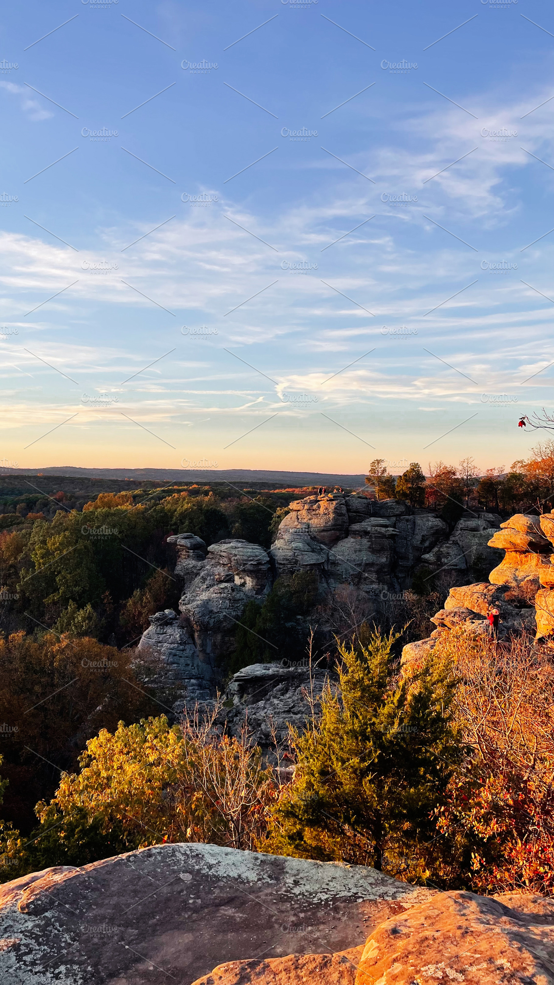 Sunset over Garden of the Gods rock formations in Colorado Springs with warm au, a Nature Photo by AS photostudio
