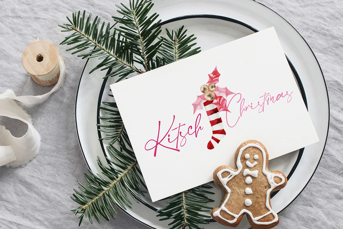Watercolor Clipart-KITSCH Christmas, a Decorative Illustration by Beigetime (Photo 8 of 15)