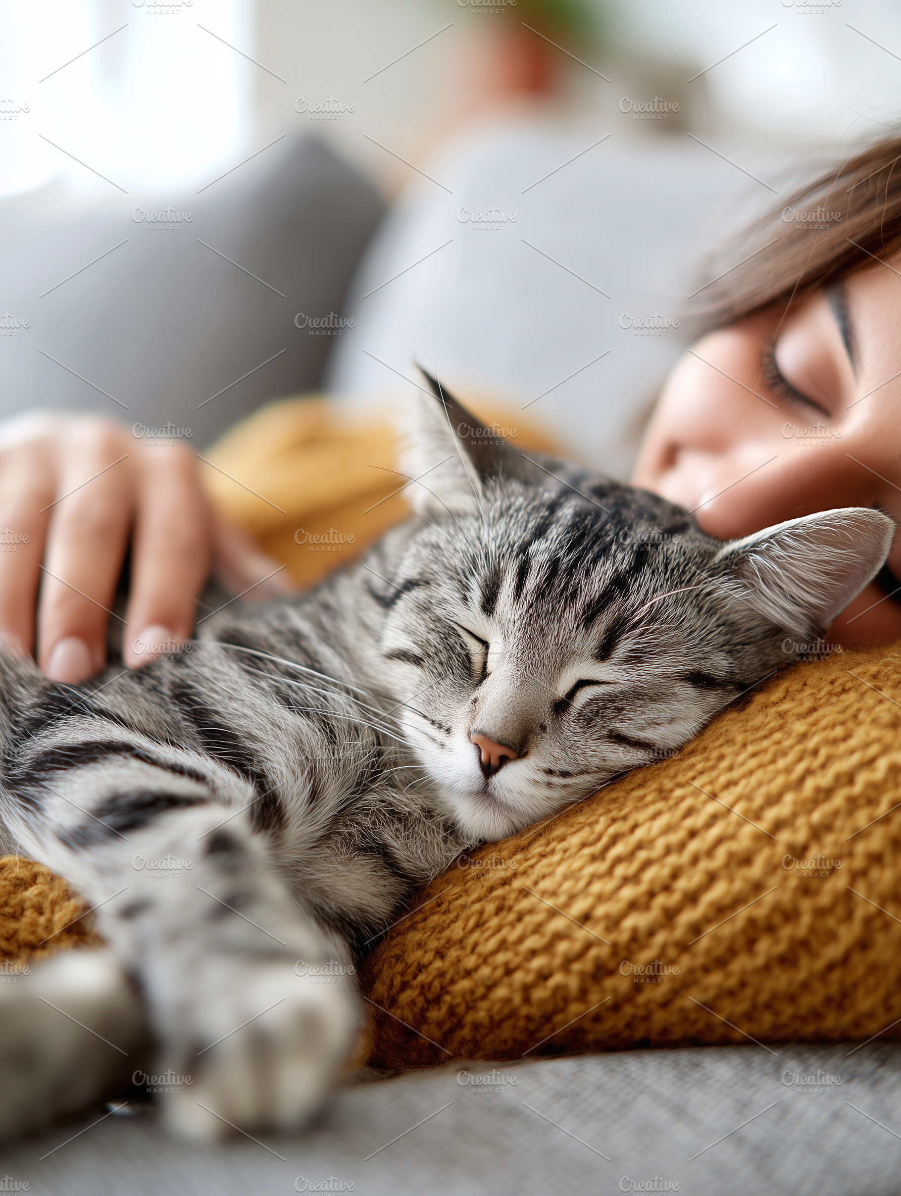 Peaceful tabby cat sleeping, an Animal Photo by MistyDay