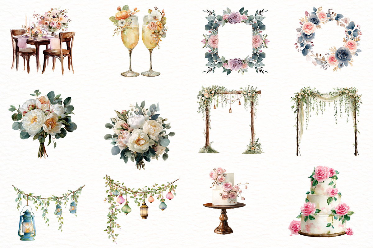 Watercolor Wedding Clipart, an Illustration by Designworld (Photo 4 of 8)