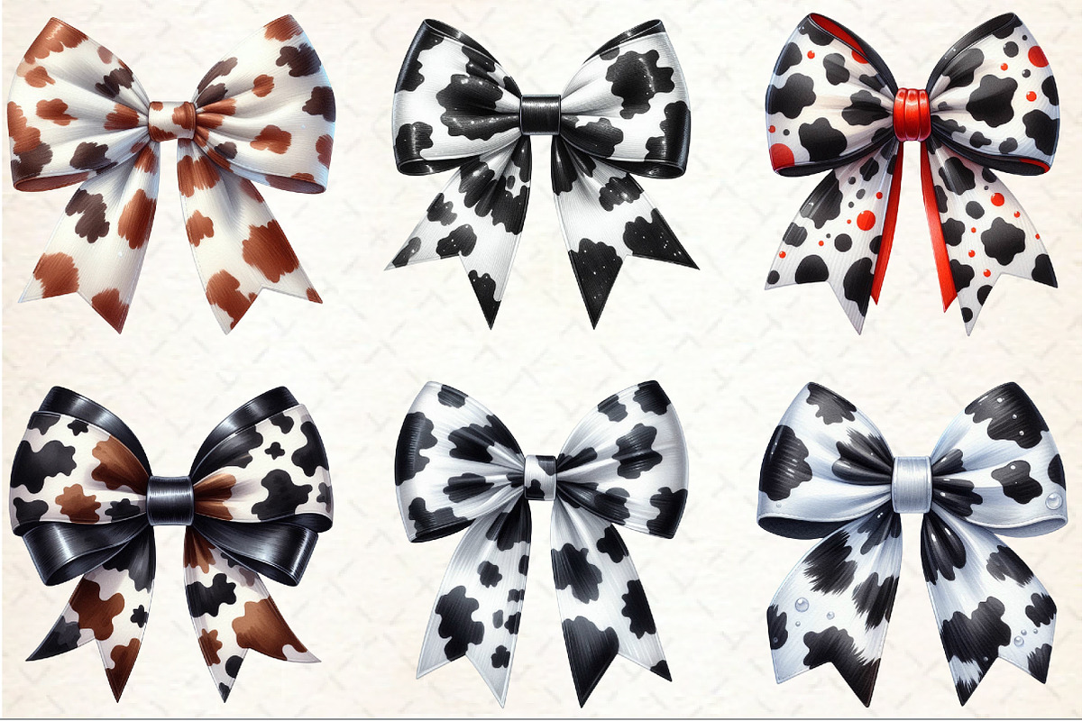 Watercolor Cow Print Bow Clipart, an Illustration by Rose Art (Photo 2 of 4)