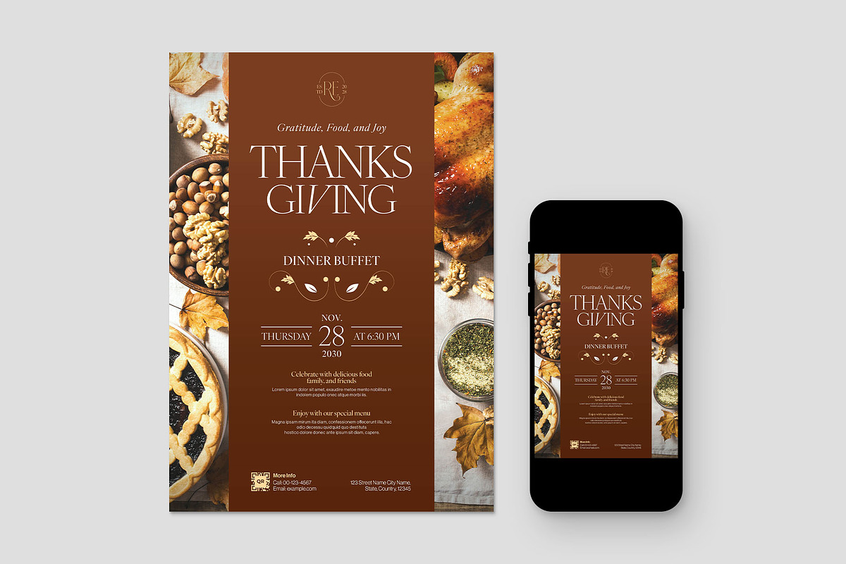 Thanksgiving Dinner Flyer Template, a Flyer Template by BrandPacks (Photo 2 of 5)