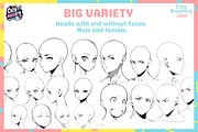 170 Face Stamps for Procreate, a Brush Add-On by Cozy Brushery (Thumbnail 8 of 9)