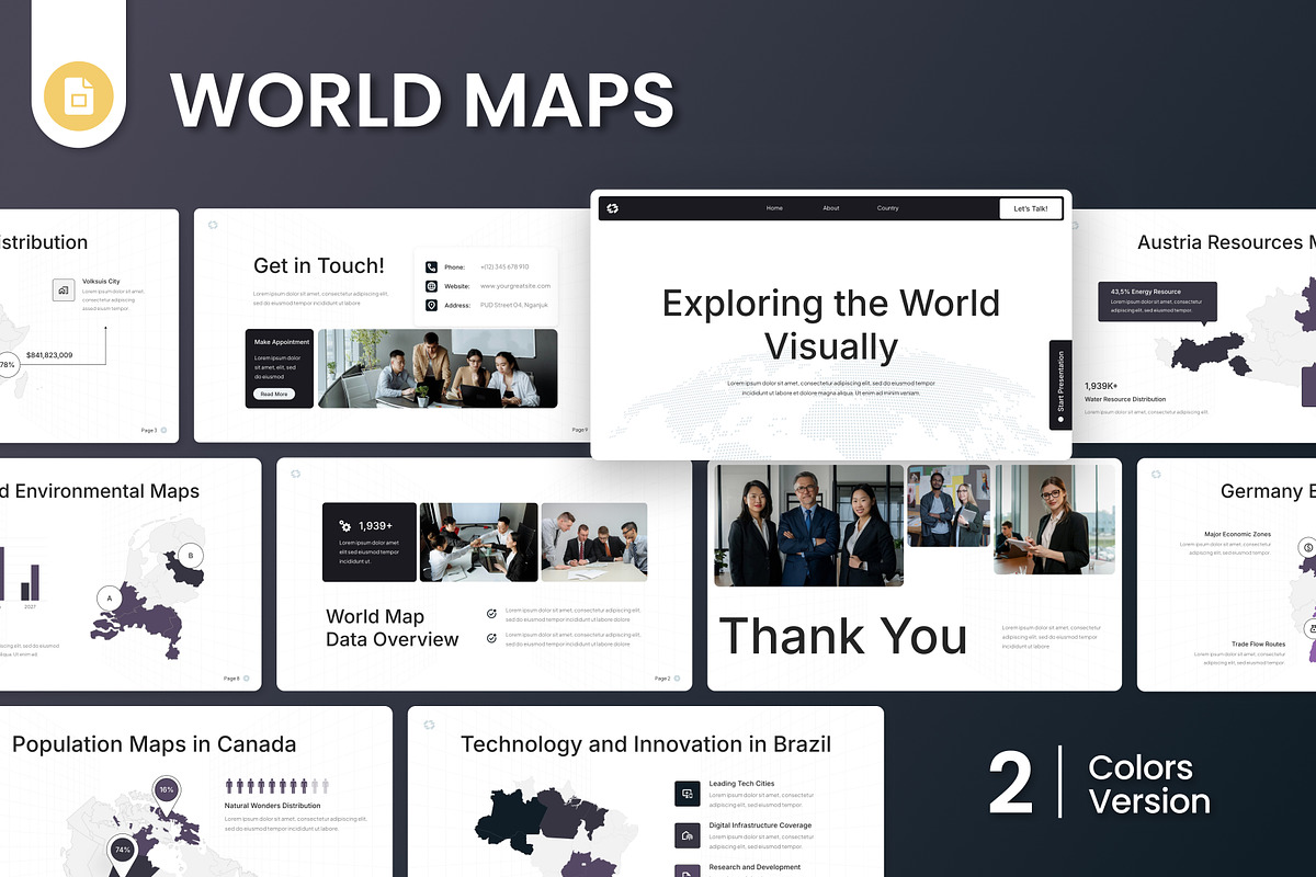 World Maps Google Slides, a Presentation Template by Antstheme (Photo 1 of 4)