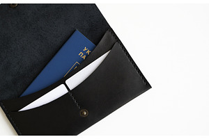 Black Leather Wallet with Passport, a Beauty & Fashion Photo by volodymyrshtun13795