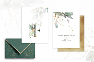 Watercolor & Gold Leaves Collection