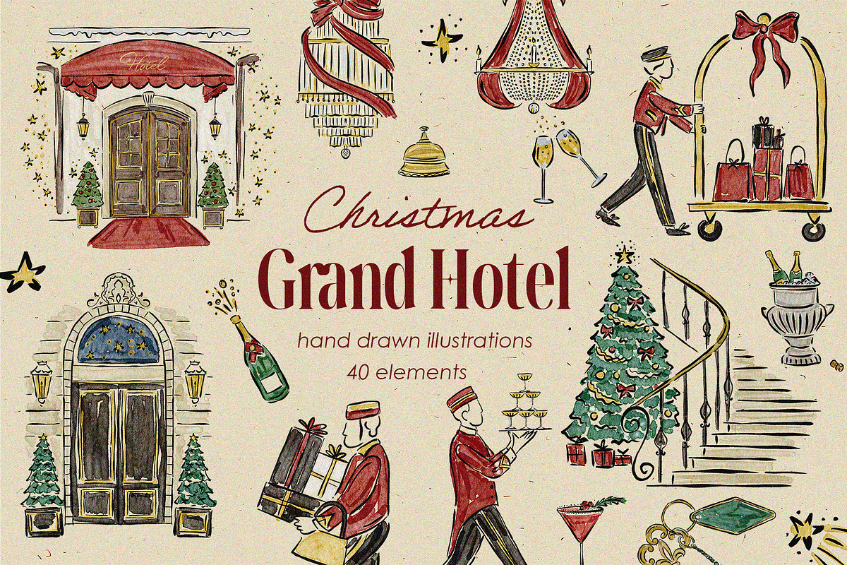 Christmas Grand Hotel Clipart, an Object Illustration by Teresa Art Store (Photo 1 of 7)