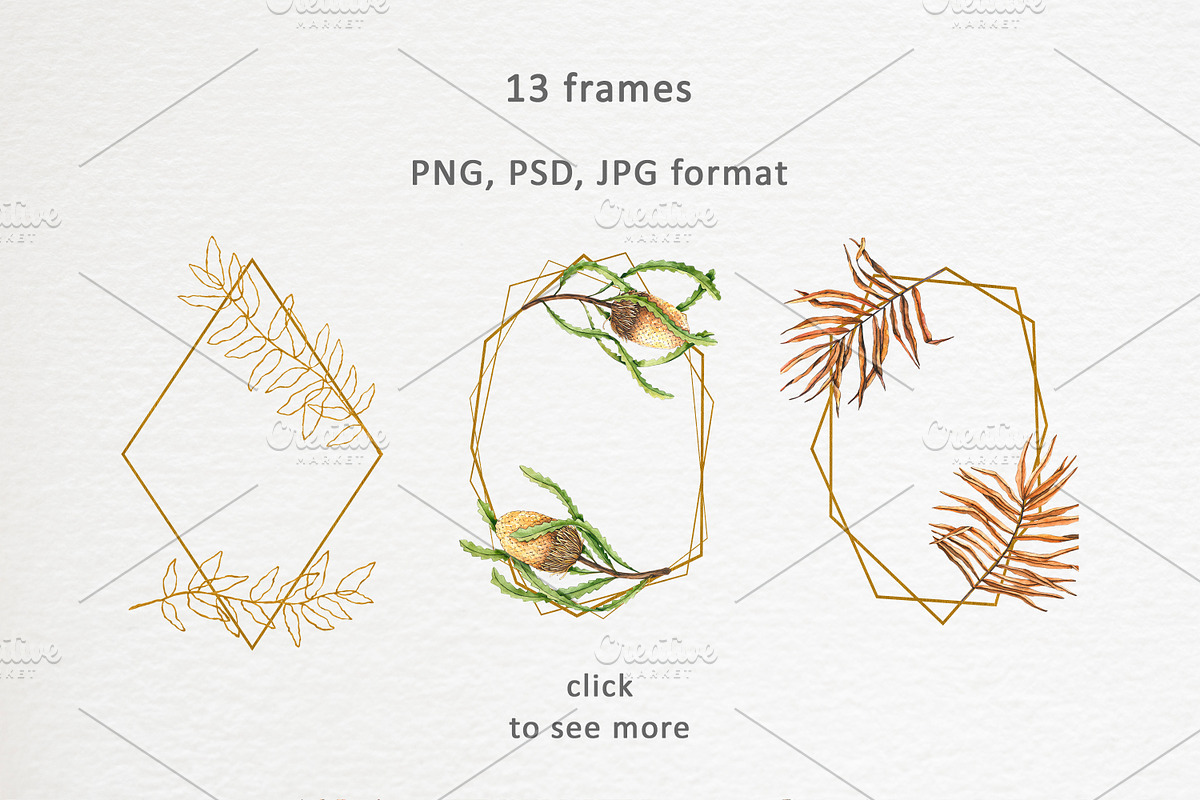 Banksia & palm leaves. Watercolor, a Pattern Graphic by Ola_Vola (Photo 4 of 7)