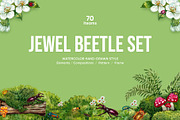 Jewel Beetle Set – Watercolor Nature, an Animal Illustration by CreativeValuation (Thumbnail 1 of 11)