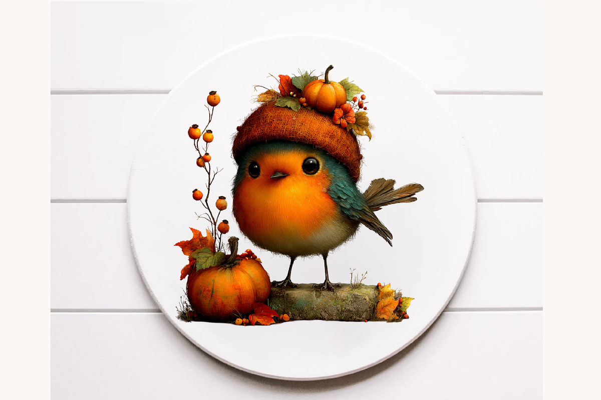 Whimsical Autumn Fall Robin Clipart, a Seasonal Illustration by Designworld (Photo 11 of 11)