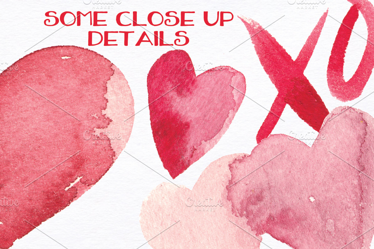 Watercolor Valentine Hearts and XOs, a Decorative Illustration by La Bella Rue (Photo 2 of 3)