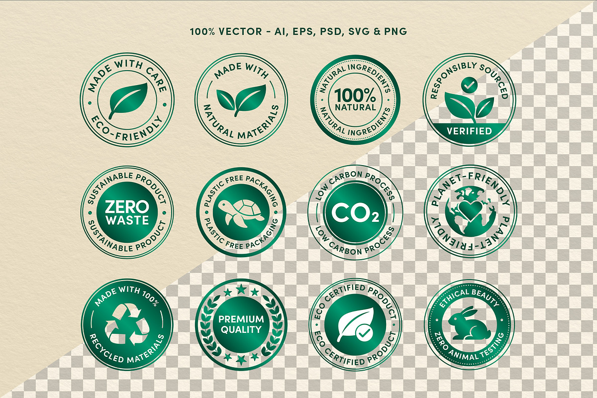 Eco Friendly Badge Sticker Set Vecto, an Object Graphic by DesignerCandies (Photo 2 of 9)
