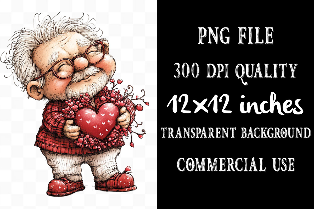 Whimsical Valentine Old Man Clipart, an Illustration by Designking (Photo 4 of 5)