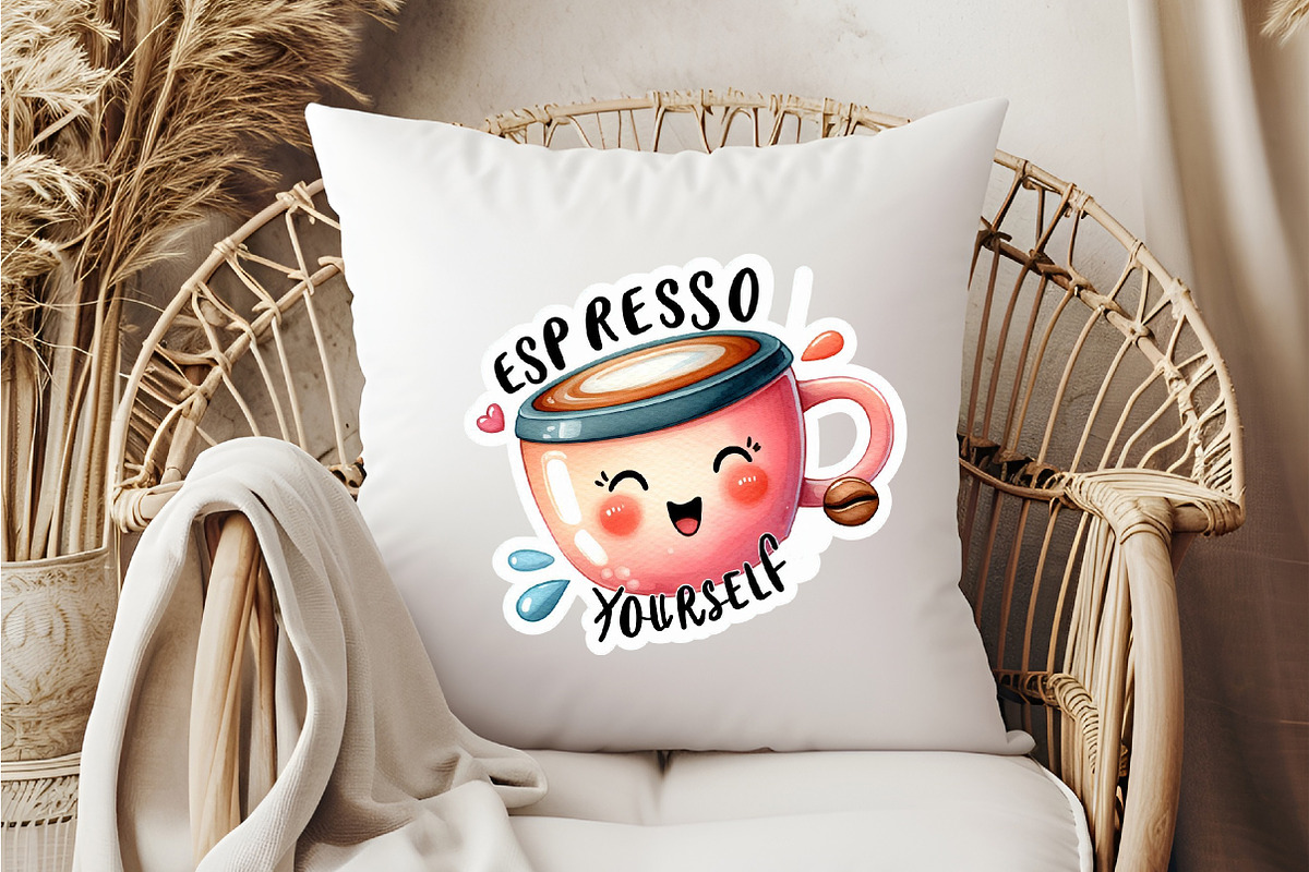 Funny, Espresso Your Self Sticker, an Illustration by DreamCafeArt (Photo 6 of 7)