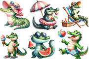 Summer Crocodile Character Clipart, an Illustration by Designking (Thumbnail 3 of 4)