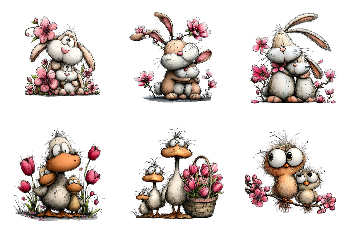 Mothers Day Watercolor Animals PNG, an Illustration by SinaCreation (Photo 2 of 9)