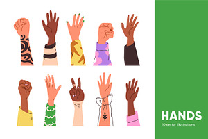 Different hand signs, gestures set, a Person Illustration by Good Studio
