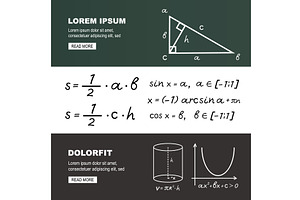math formulas banner. handwritten, an Illustration by Multigon