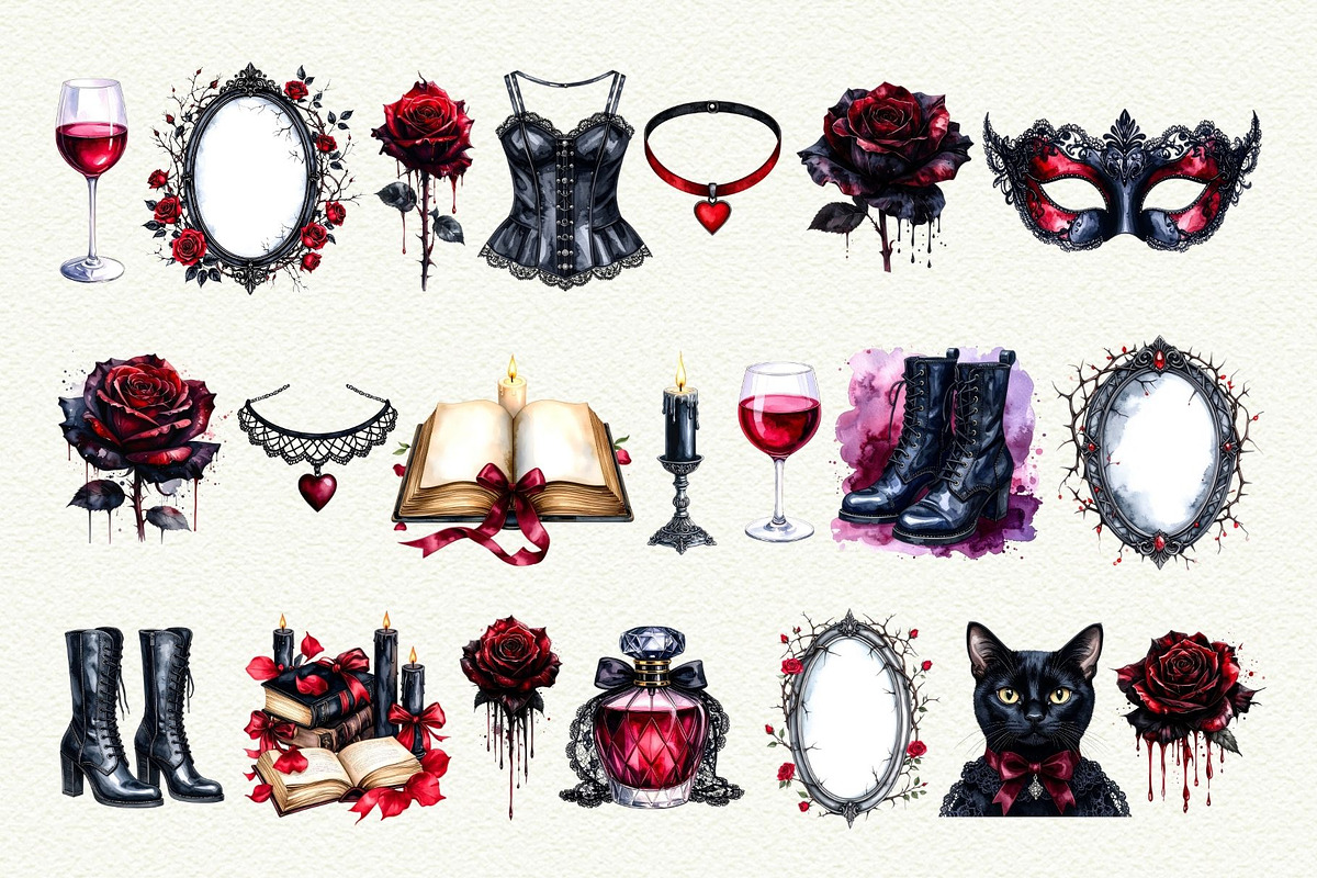 Dark Romance Clipart, an Object Graphic by Anna Design Studio (Photo 3 of 9)
