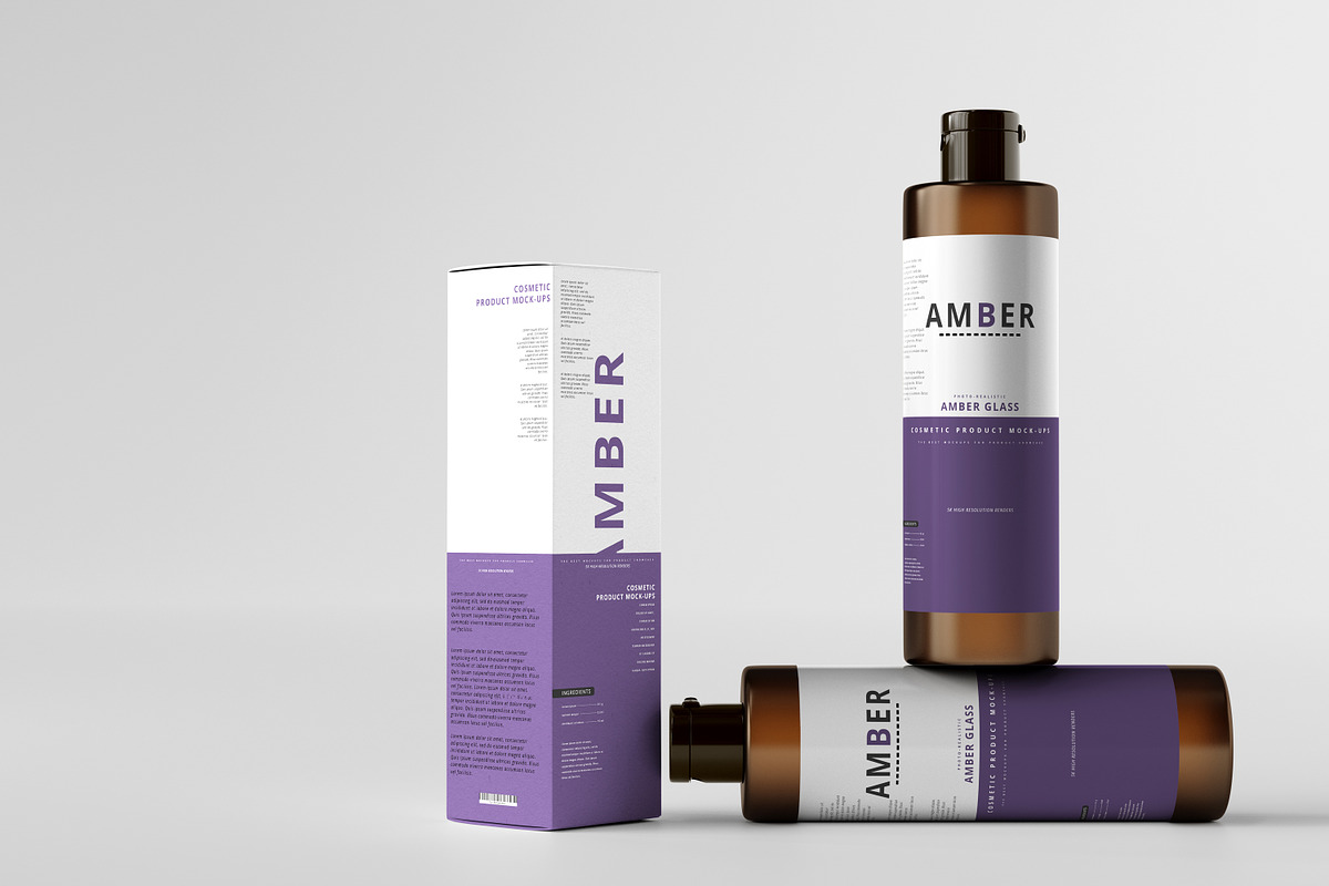 7 in 1 Amber Glass Cosmetic Bundle, a Cups & Container Mockup by pmvch (Photo 56 of 106)