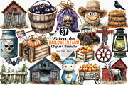 Watercolor Halloween Farm Clipart, an Illustration by Canvas Craft (Thumbnail 1 of 7)