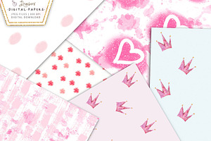 Pink Girly Digital Papers, Cute 119