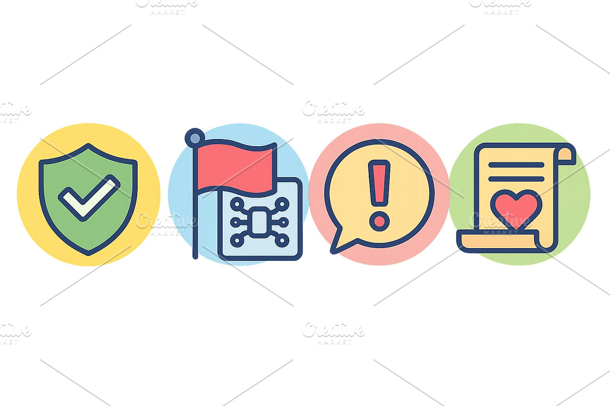 Digital icons representing safety, a Technology Illustration by ZinetroN