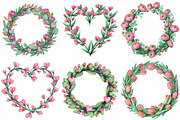 Valentine Wreath Watercolor Clipart, an Illustration by Daily.Designs (Thumbnail 4 of 5)