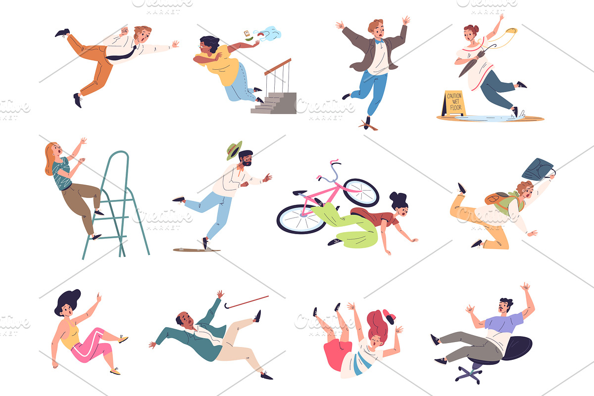 Falling people accident. Fall down, a Person Illustration by Stock-Smart-Start