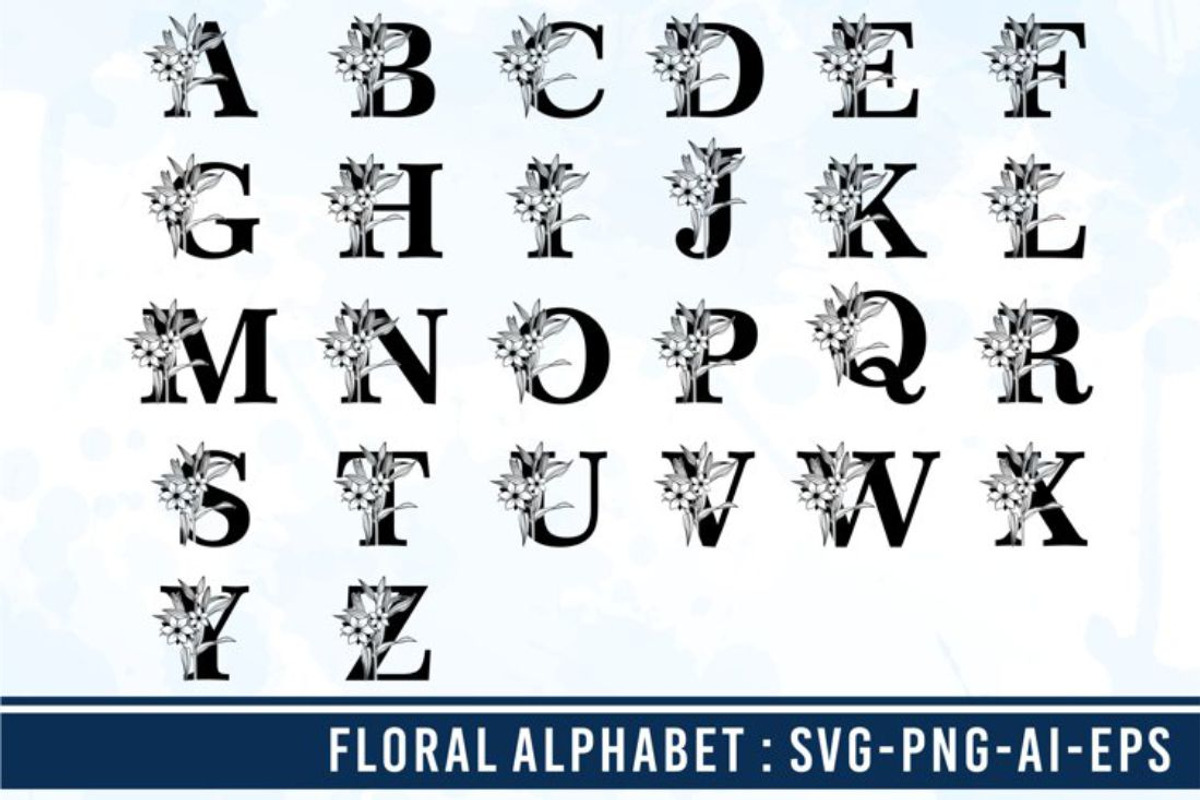 Floral Alphabet Letter SVG Bundle, a Graphic by D2PUTRI (Photo 4 of 15)