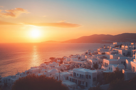 Stunning sunset over Mykonos reflect, a Photo by Iftikhar Alam