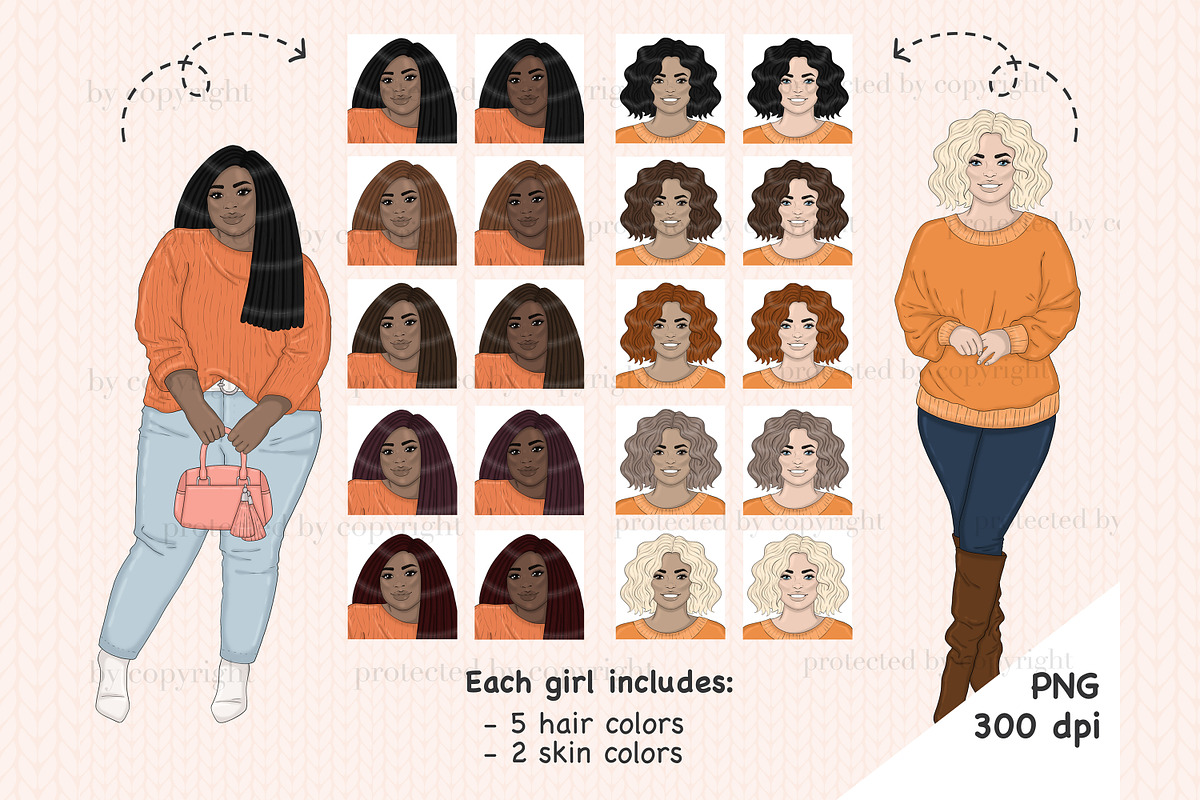 Sweater Weather Girls Clipart, an Illustration by GlamArtZhanna (Photo 3 of 4)