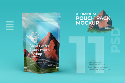 Aluminum Coffee Pouch Package Mockup