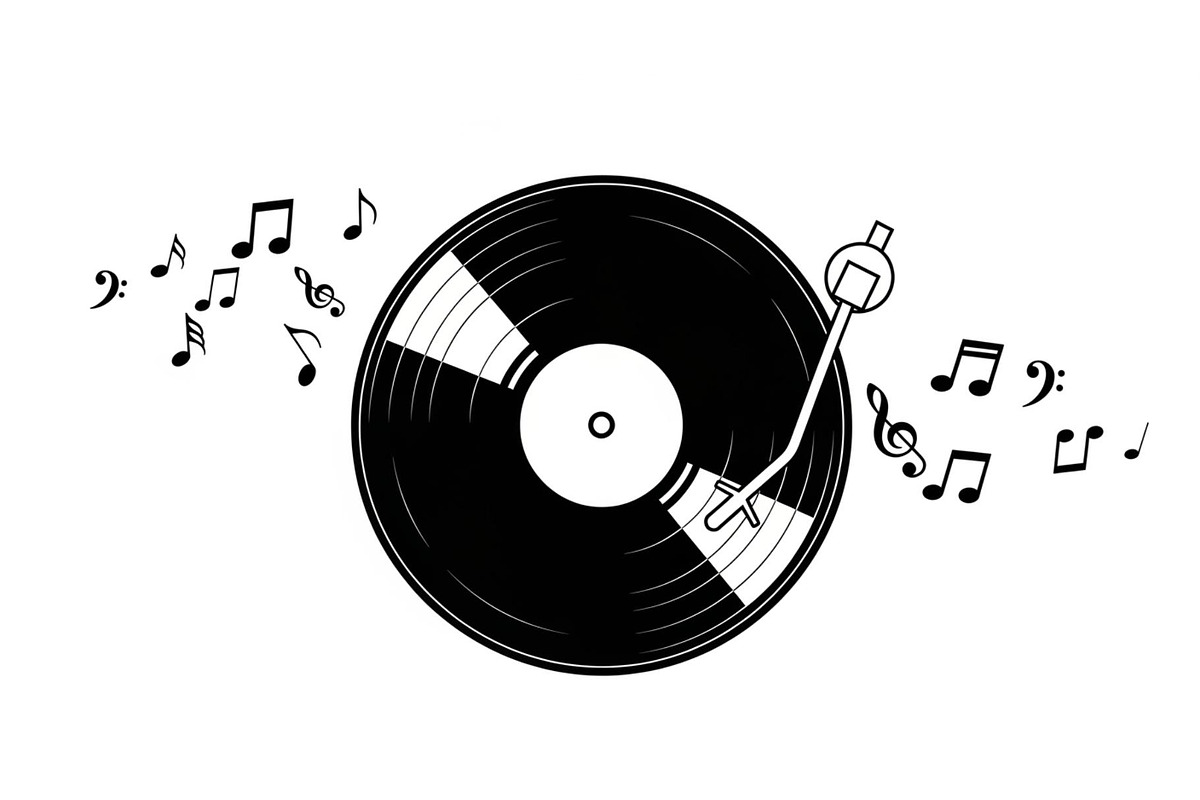 Vintage Vinyl Record & Turntable Bun, an Illustration by Creativeshirt (Photo 16 of 31)