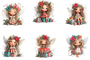 Christmas Fairy Rustic Floral Girl, a Seasonal Illustration by CreationArt (Thumbnail 4 of 4)