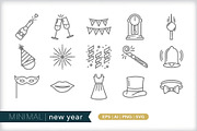 Minimal new year icons, an Outline Icon by Picture Window (Thumbnail 1 of 5)