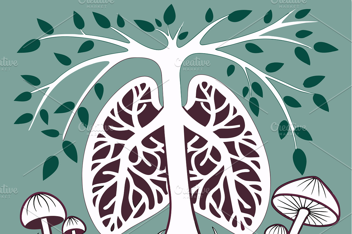 lungs tree mushroom nature imagery, a Healthcare Illustration by SouravDesign (Photo 1 of 3)