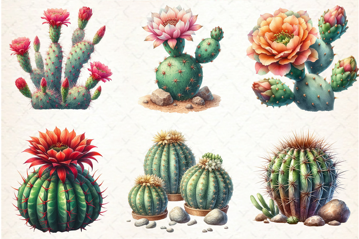 Watercolor Cactus Clipart, an Illustration by Libby Wishes (Photo 3 of 7)