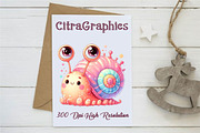 Watercolor Cartoon Snail Clipart, an Illustration by CitraGraphics (Thumbnail 4 of 6)