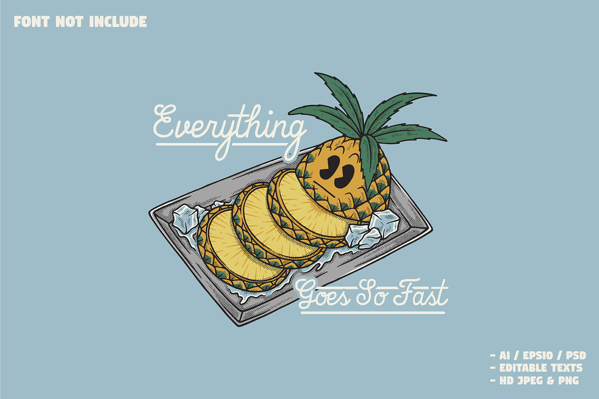 sliced pineapple in the food tray, a Branding & Logo Template by Judsart
