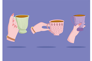 Hands With Coffee Cups