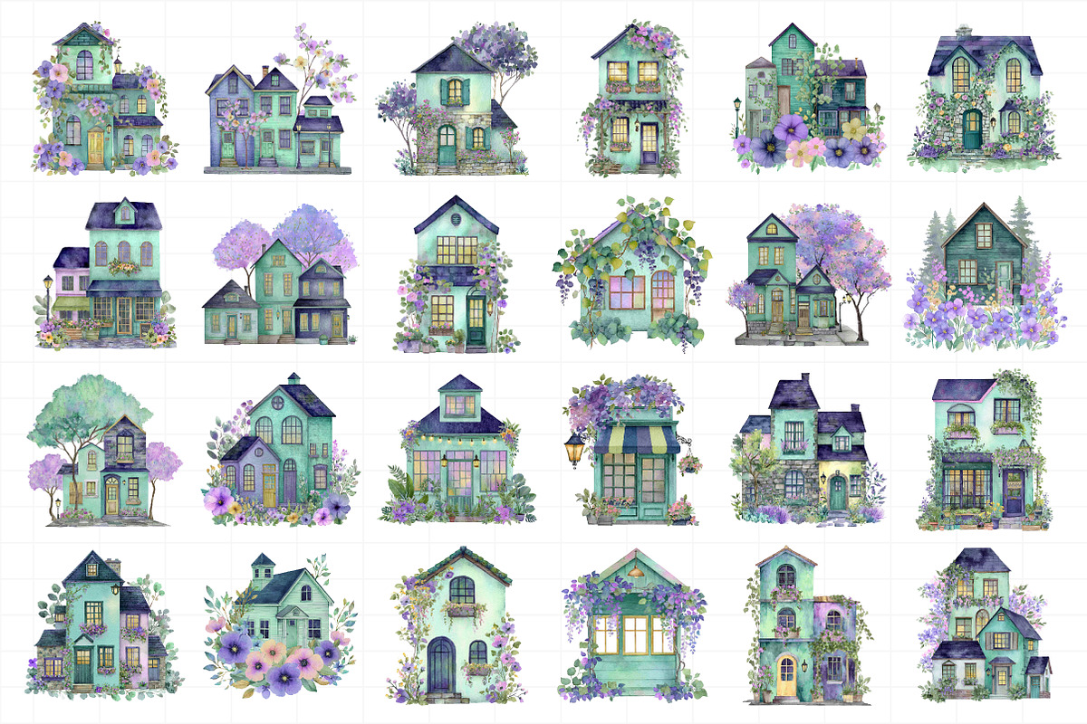 Watercolor Garden Village Clipart Se, an Illustration by Daily.Designs (Photo 3 of 5)